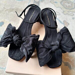(NEVER WORN) Loeffler Randall Dahlia Black Pleated Bow Heel (Size 10)